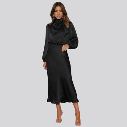 Nika | robe midi en satin pour femme