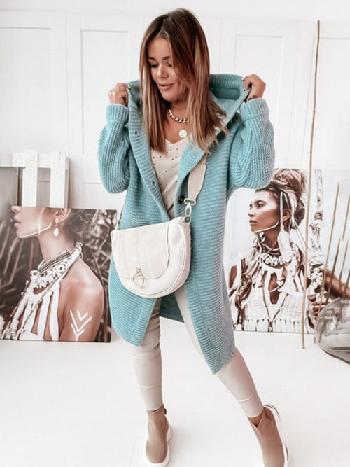 Cardigan tendance pour femme avec capuche et manches longues - la longueur parfaite