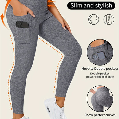 Sophie | Pantalon de yoga de couleur unie avec poche et grande élasticité