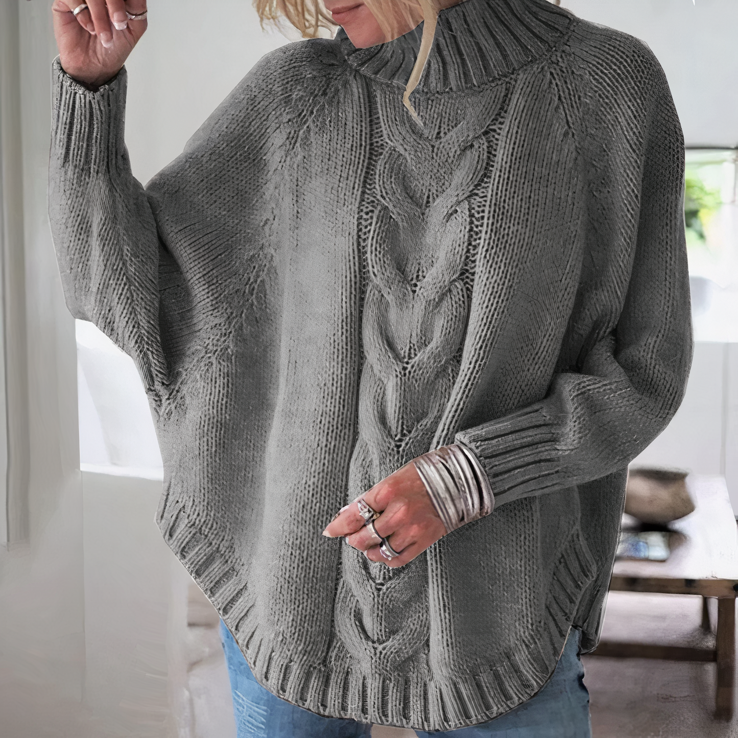 Pull en maille avec manches chauve-souris - Ariah