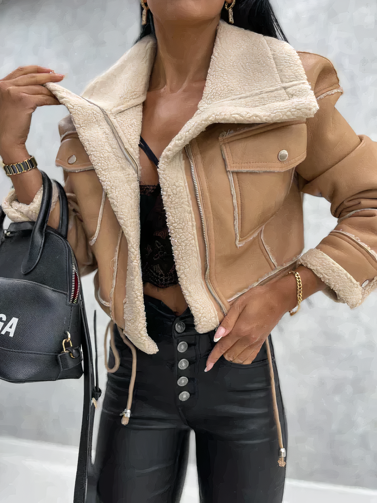 Veste d'hiver en cuir à la mode pour femmes - Aisha