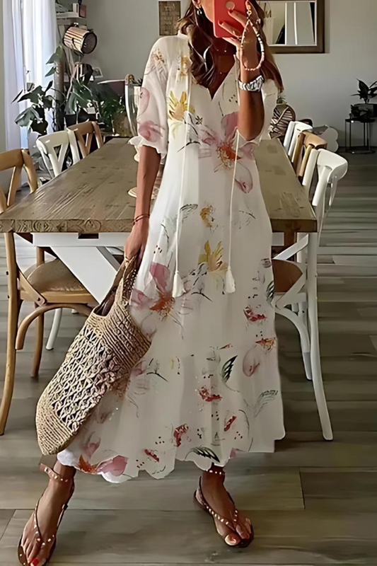 Inès - Longue robe florale élégante