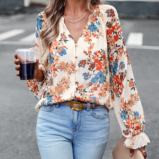 Ulansa Blouse | Chemisier à manches longues imprimé floral