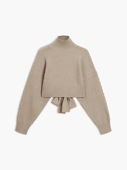 Women's Sweater | Tie Back Mock Neck Sweater