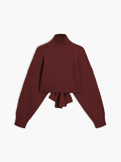 Women's Sweater | Tie Back Mock Neck Sweater