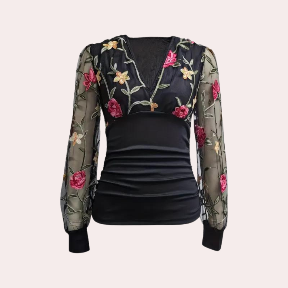 Top élégant pour femmes avec broderie florale