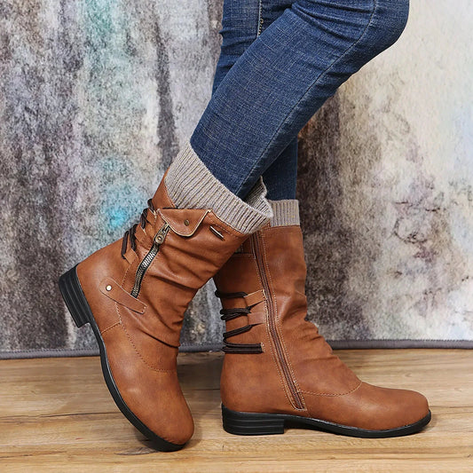 Reanna Boots | Bottes en cuir mi-mollet