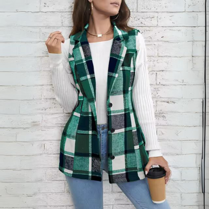 Camille - Élégant gilet à carreaux d'automne