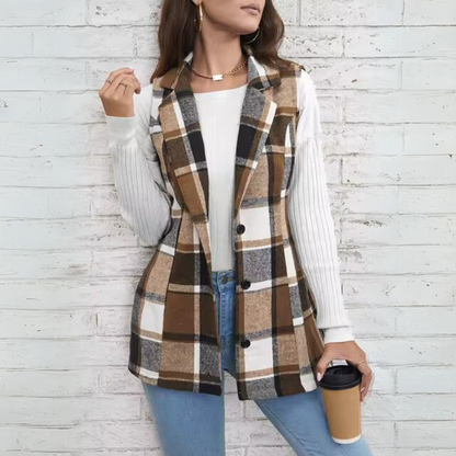 Camille - Élégant gilet à carreaux d'automne