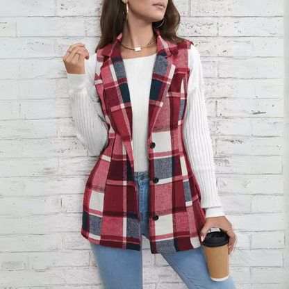 Camille - Élégant gilet à carreaux d'automne