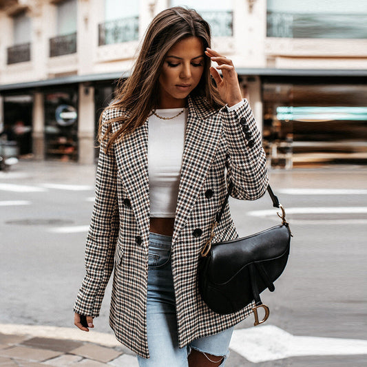 Blazer à carreaux pour femmes