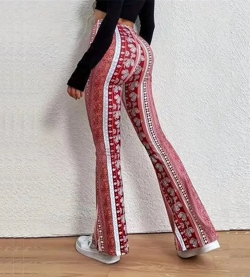 Pantalon évasé - Imprimés tendance - Coupe flatteuse, tissu confortable - Parfait pour un usage quotidien