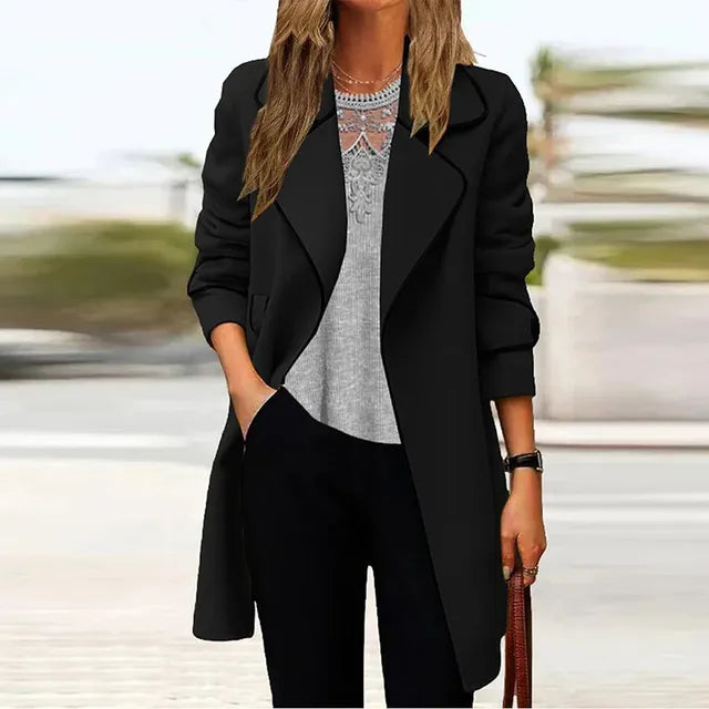 Quincy Jacket | Elegant Long Coat with Collar