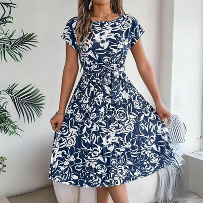 Greta - Robe décontractée à imprimé floral et ceinture