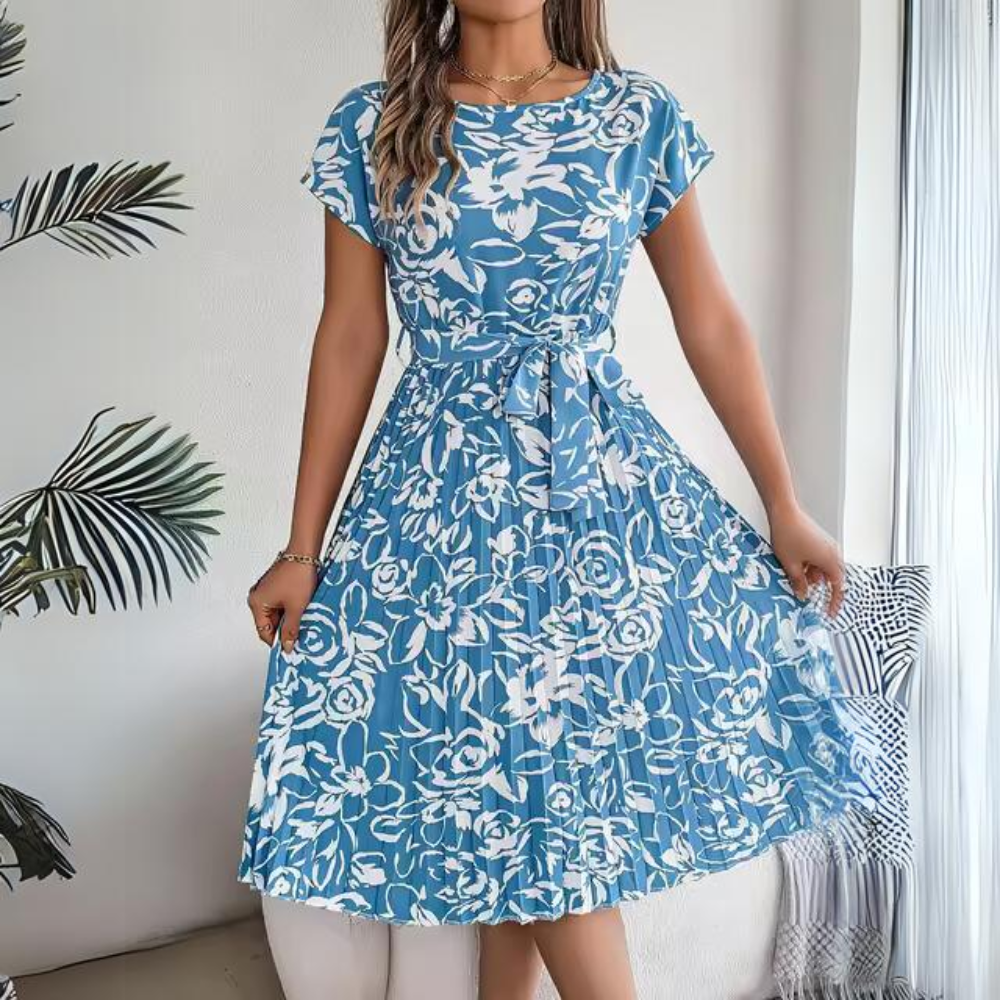 Greta - Robe décontractée à imprimé floral et ceinture