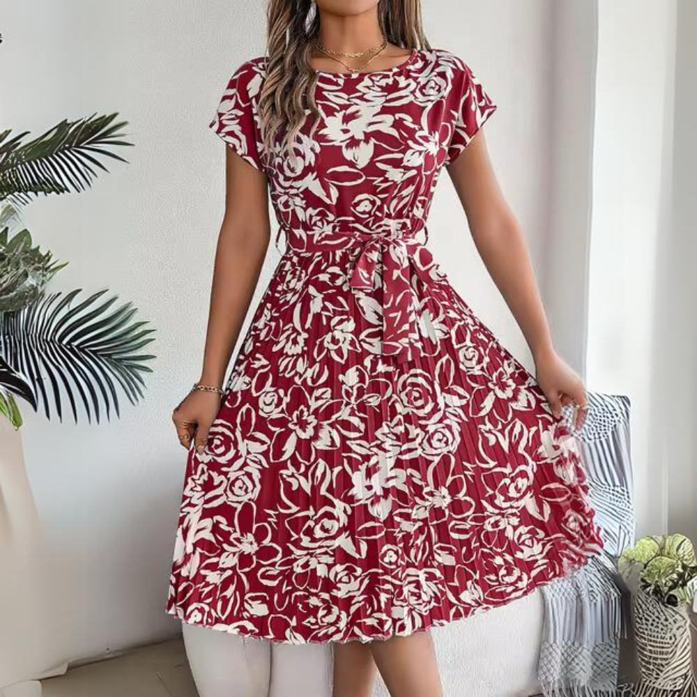 Greta - Robe décontractée à imprimé floral et ceinture