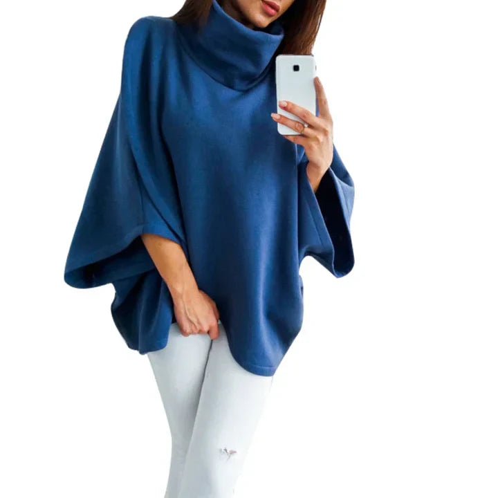 Xenia - pull poncho à col roulé pour femme