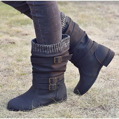 Quin Boots | Bottes en cuir vintage avec revers en tricot