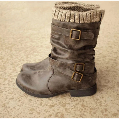 Quin Boots | Bottes en cuir vintage avec revers en tricot