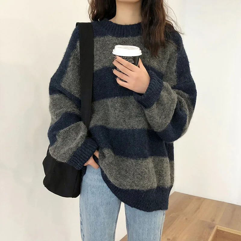 Yvena Sweater | Pull ample à rayures pour l'hiver