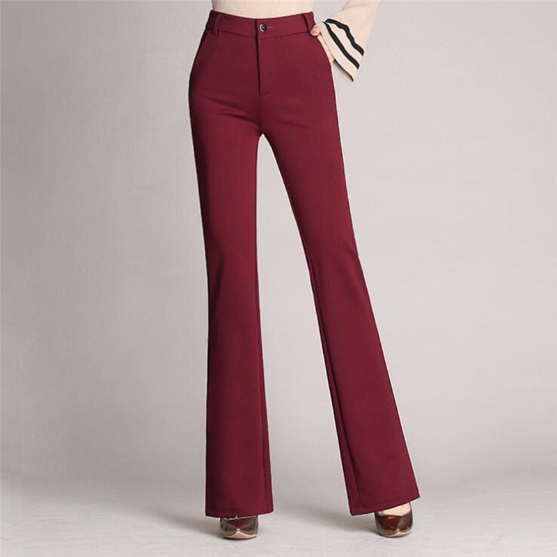 Pantalon slim évasé taille haute