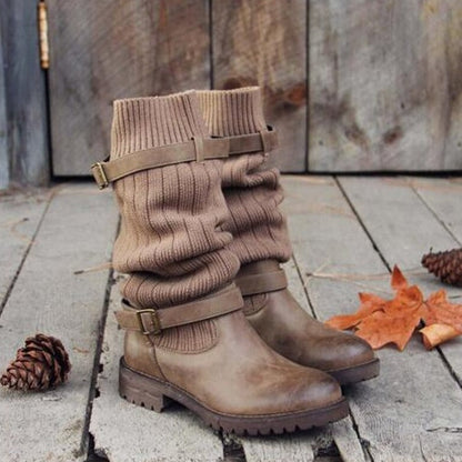 Bottes chaudes en cuir tricoté | Puck Boots