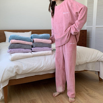 Pyjama confortable en polaire corail | Vêtements de détente 2 pièces chauds