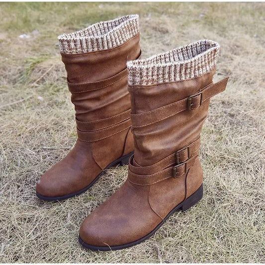 Quin Boots | Bottes en cuir vintage avec revers en tricot