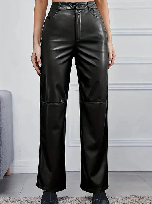 Mathilde - Pantalon en cuir à taille haute