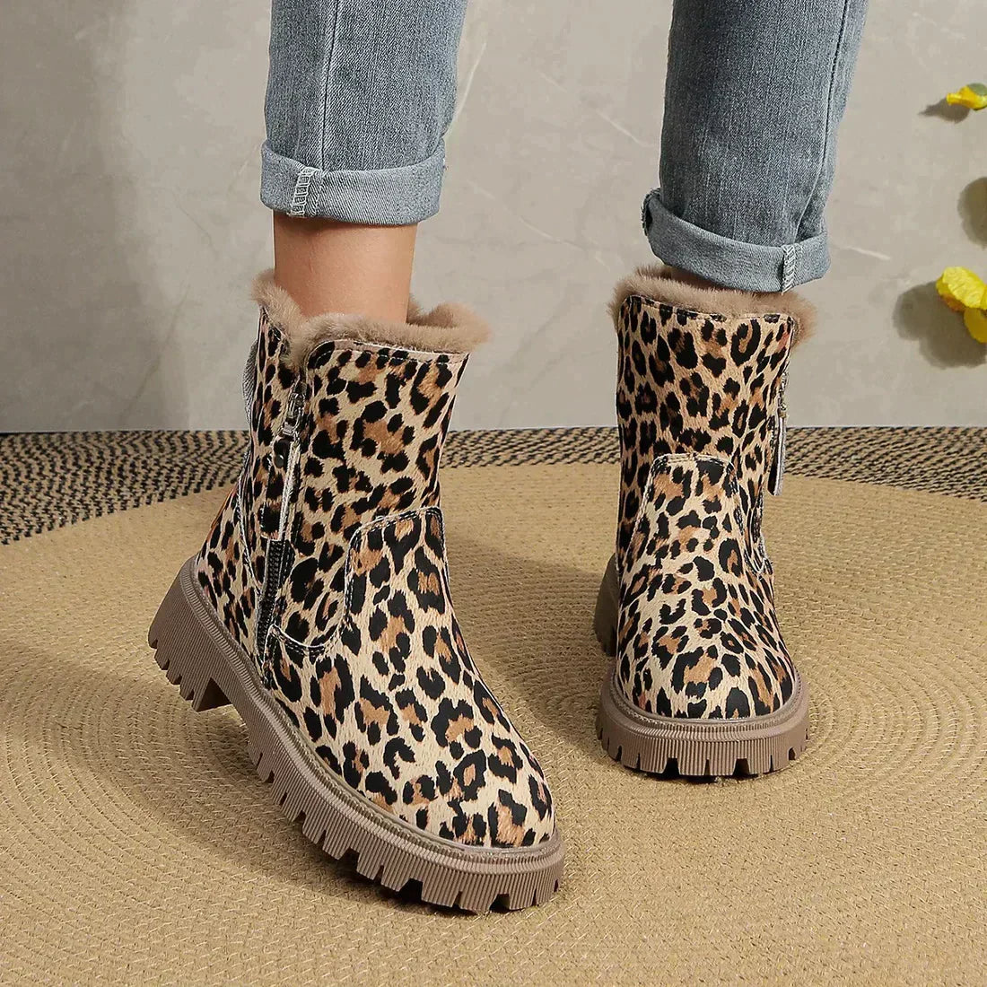 Hina - Bottes léopard à la mode pour femmes