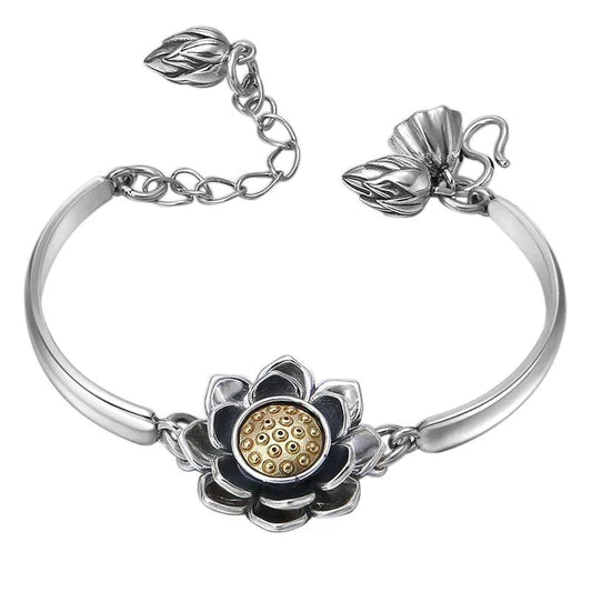 Bracelet créatif Lotus en argent | Symbole de bonheur et de style