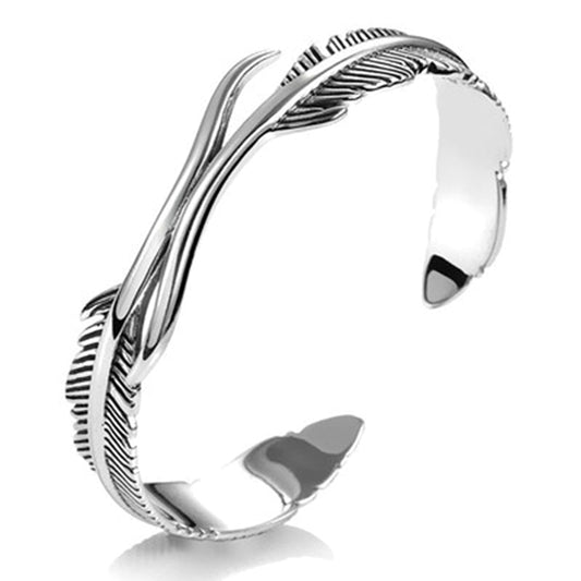 Bracelet réglable avec plumes en argent