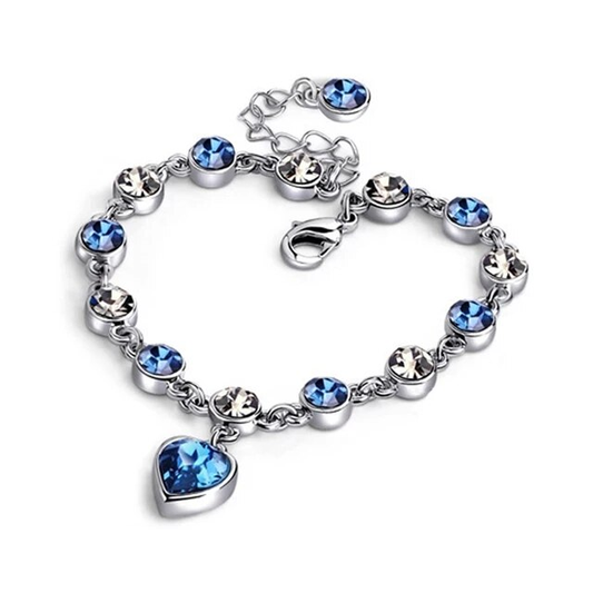 Bracelet en cristal Ocean Heart | Avec une belle breloque en forme de coeur bleu