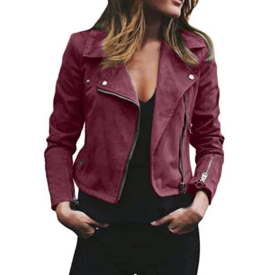 Veste en cuir mince pour femmes