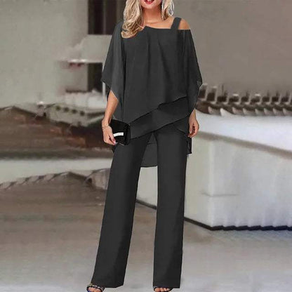 Top superposé avec pantalon - Design moderne - Confortable - Parfait pour le travail ou les sorties en soirée