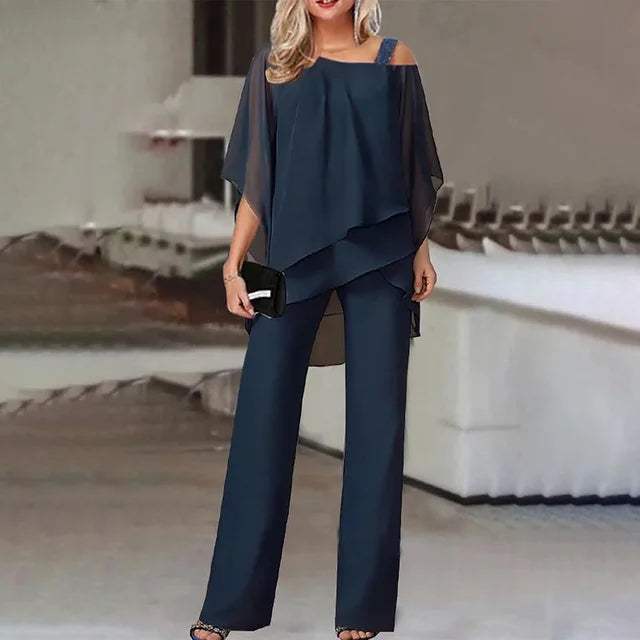 Top superposé avec pantalon - Design moderne - Confortable - Parfait pour le travail ou les sorties en soirée