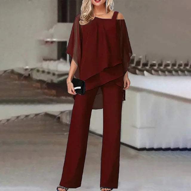 Top superposé avec pantalon - Design moderne - Confortable - Parfait pour le travail ou les sorties en soirée