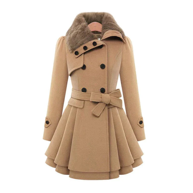 Yen | Schicker Trench-coat mit veganem Pelz