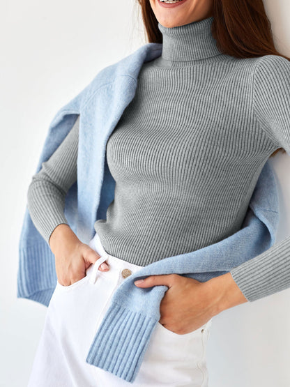 Pull polyvalent en tricot à col roulé pour femmes