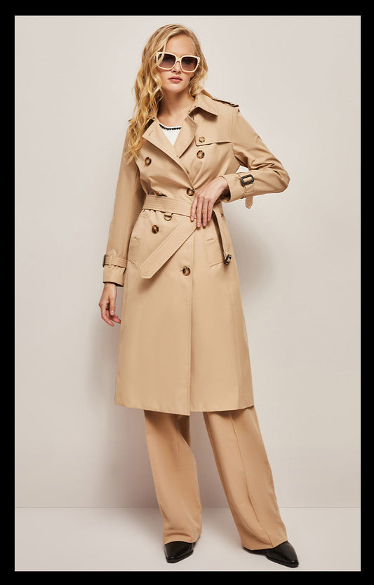 Trench-coat décontracté pour femme avec ceinture