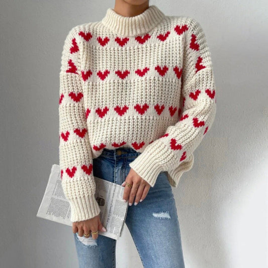 Ximena Sweater | Pull en tricot à cœur décontracté