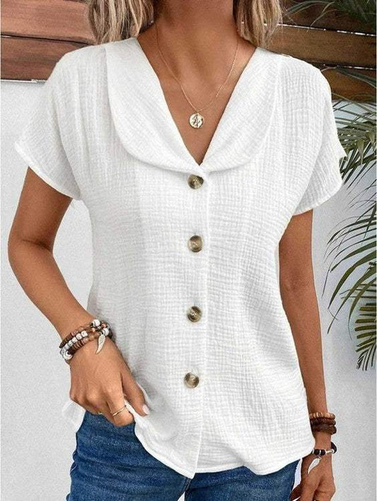 Blouse à manches courtes - Élégante et décontractée - Tissu doux - Parfaite pour les journées chaudes