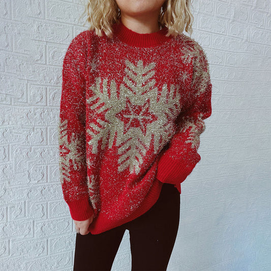 Xenita Sweater | Pull de Noël en tricot rouge décontracté