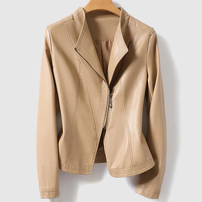 Veste en cuir élégante avec fermeture éclair pour femmes | Idéal pour tous les jours