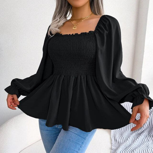 Salma Blouse | Blouse smockée à manches bouffantes