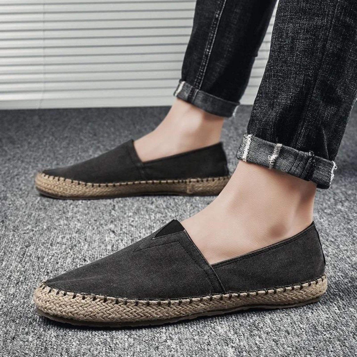 Karin | Espadrilles de style mocassin en toile contrastée