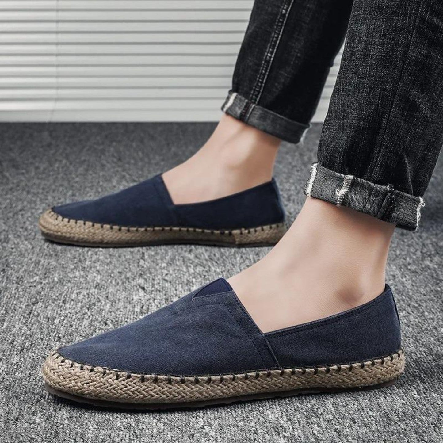 Karin | Espadrilles de style mocassin en toile contrastée