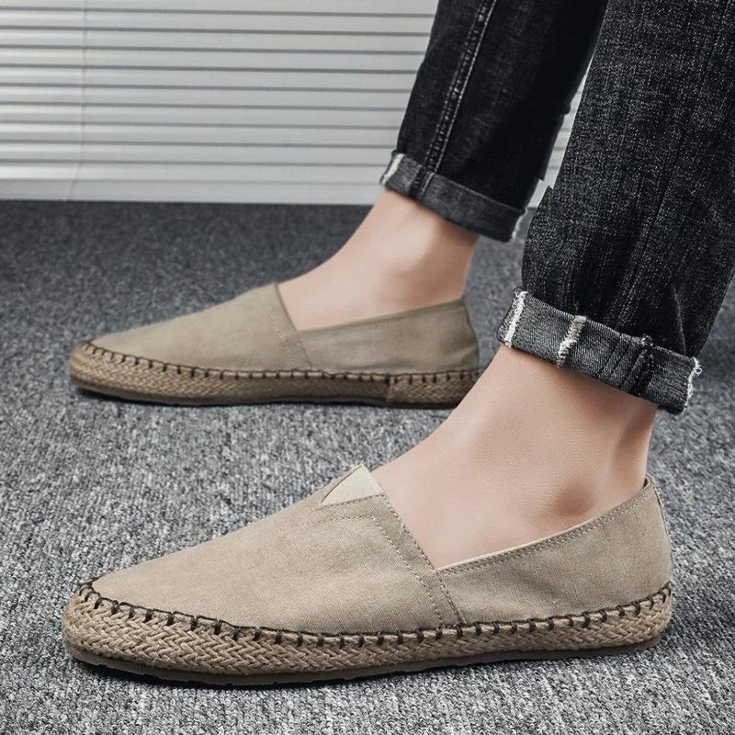 Karin | Espadrilles de style mocassin en toile contrastée