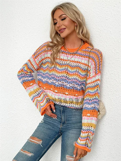 Venia Sweater | Pull en crochet coloré pour femmes