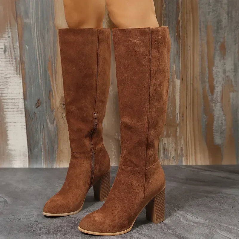 Bottes longues en daim à talon | Bottes Passi